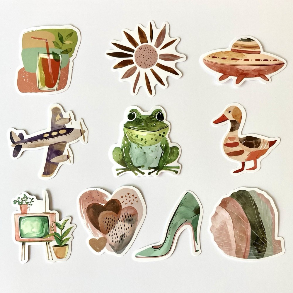 BOHO ART Green Frog Vinyl Stickers (10 PACK) – Matte Laminated & Waterproof