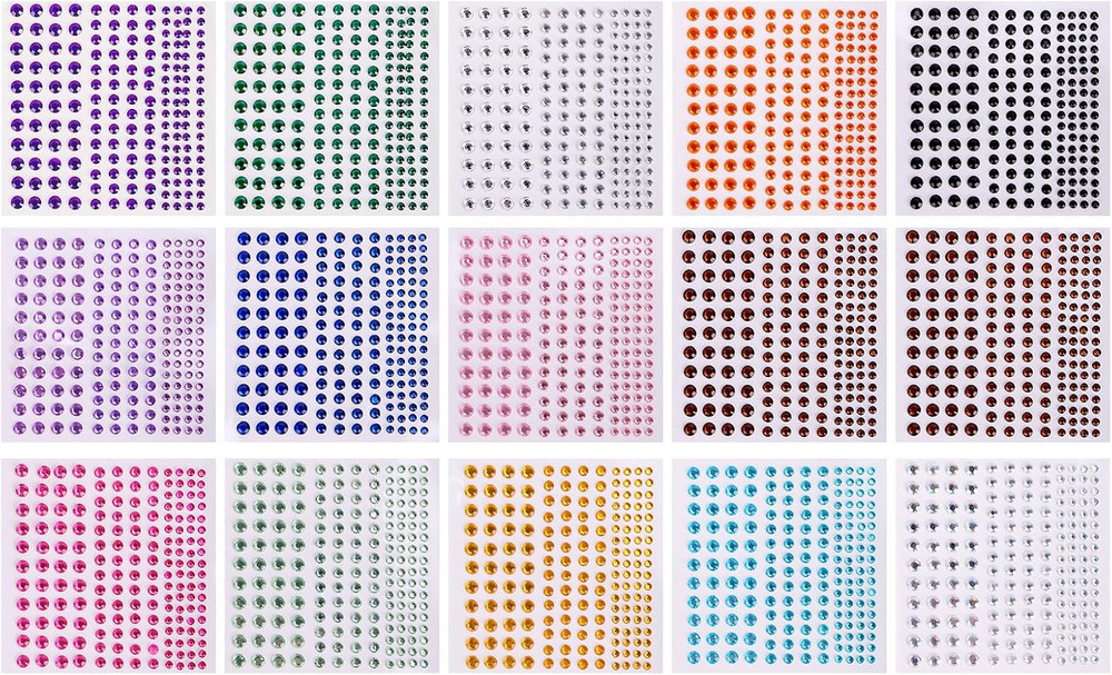 Rhinestone Stickers, 2475 PCS Self Adhesive Diamond Sticker in 4 Size 15