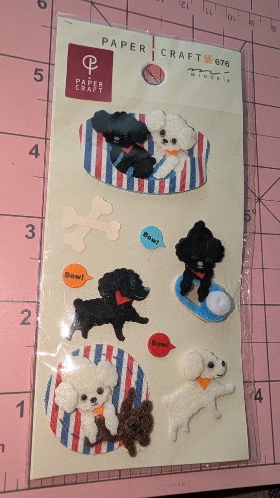 Midori Paper Craft Dogs Puppy Dimensional Stickers New In Pack 2004