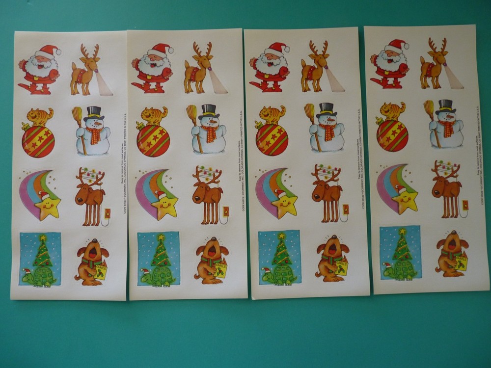 Vintage Current Inc CHRISTMAS STICKERS (4) Sheets 9″x4″ – Free Shipping
