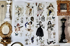 Gothic Fantasy Girls Dimensional Scrapbooking Sticker Sheets, Holographic Foil