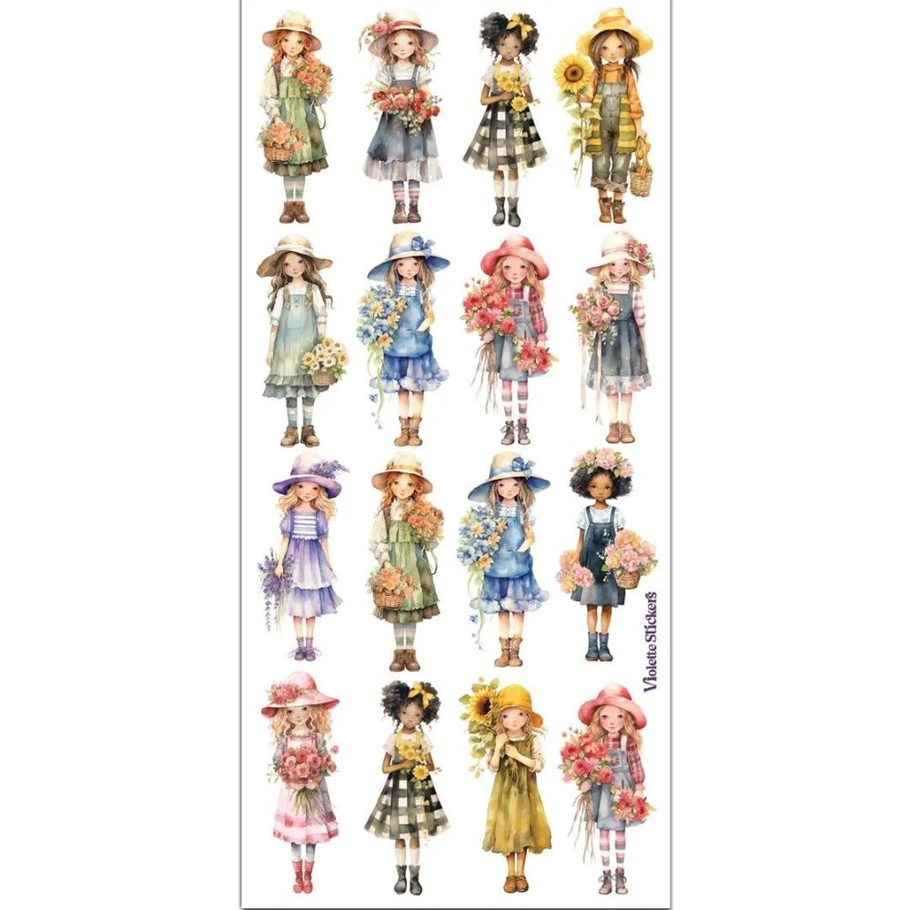Violette Stickers – 1 Country Charm Sticker Sheet for Stationary & Scrapbooking