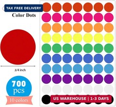 700 PCS Dot Stickers 3/4 Inch Color Coding Labels Round Colored Dot Stickers, 10