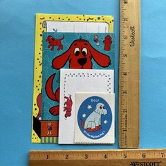 Vintage 90s Clifford Big Red Dog Stickers Grad Cert & Post It Sticky Notes Lot