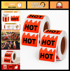 1000 Pcs Fluorescent Red Flame Animal Heat Stickers for Rave, Carnival & Shops