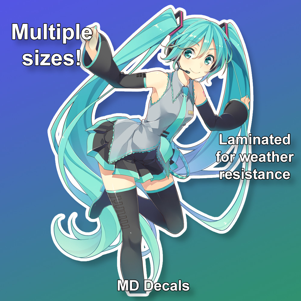 Hatsune Miku sticker, anime girl laminated glossy vinyl waterproof Vocaloid