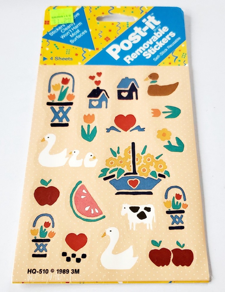 Vintage 1989 Post It Stickers Country Stencils USA NIP 4 Sheets