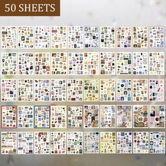 1300+ PCS Vintage Cute Scrapbook Sticker Book, 50 Sheets Retro & Ins Little O…