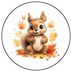 SQUIRREL WITH AUTUMN LEAVES ENVELOPE SEALS LABELS STICKERS PARTY FAVORS