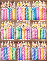 Birthday Candles Die Cut Vinyl Stickers Set Scrapbooking Laptop Waterbottle