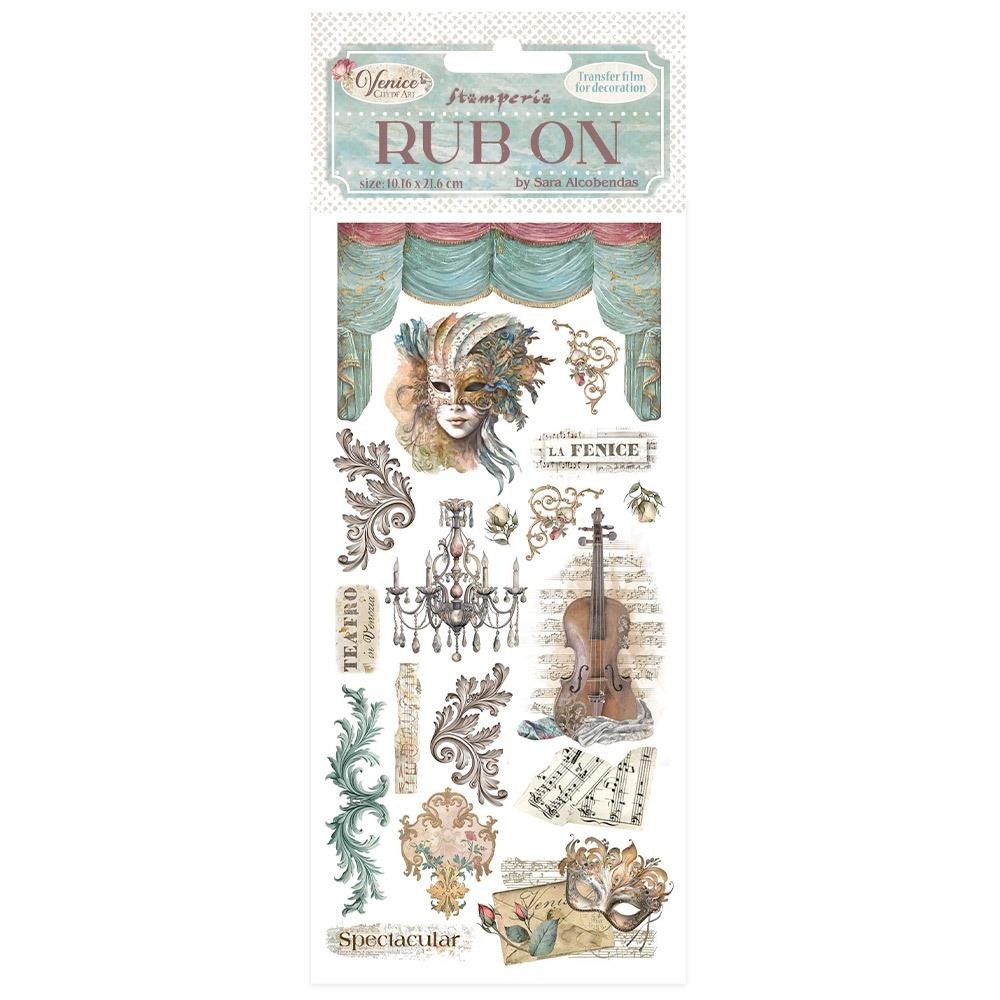 Stamperia Rub-ons 4″x8.5″ – Venice City of Art masks, DFLRB167