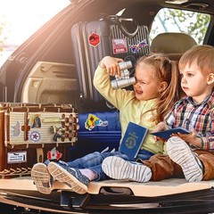 174 Pcs Kids Blank Passport Books & Travel Journal Stickers – Party Favors, Blue