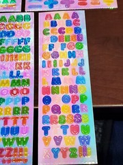 RARE Sandylion Mother of PEARL 3 Maxi 4×6.5″ 1 strip ALPHABET NUMBERS LETTERS
