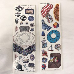 The Wendelline Vtg 1990s Sticker LOT 130 Sheets Calendar Beach Day Tea Party Cat