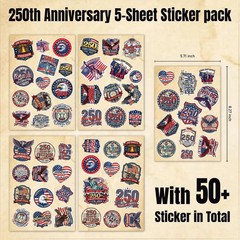 USA 250th Anniversary Sticker, Pack (49+ PCS) Patriotic American Stickers