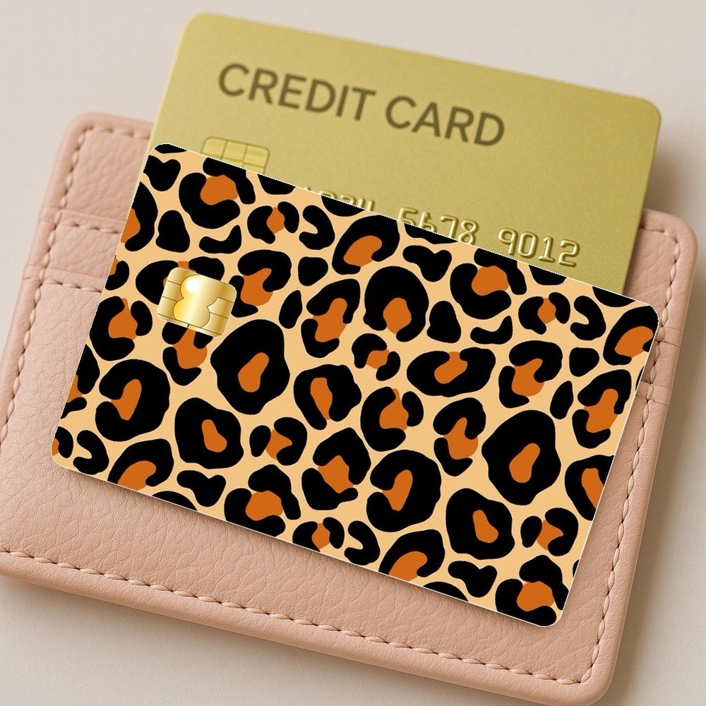 Cheetah Glossy Girly Debit Credit Card Vinyl Sticker Decal Money Bank Cash Cover