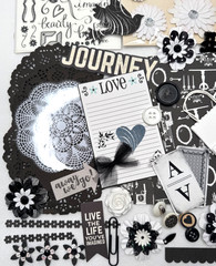 Black and White scrapbook planner journal junk paper art craft over 80 pcs lot