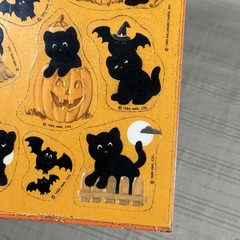 HTF Vintage Hallmark Halloween Stickers Fuzzy Black Cats Bats Ghosts 1989 New