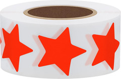 Hybsk 1″ Fluorescence Red Star Shape Paper Stickers Packaging Seals Tag Total 50