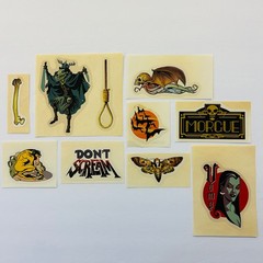 RETRO STICKER LOT Bats Moth Vamp Morgue Hangman Skull Bone Don’t Scream BOO