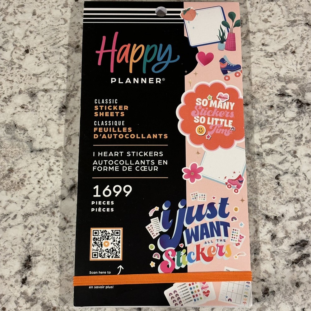 NEW Happy Planner Sticker Book – I Heart Stickers 1699 Pieces 🍓🪴🌸🛼❤️