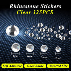 325Pcs Clear Rhinestone Stickers,Self Adhesive Bling Gems Embellishment Stickers