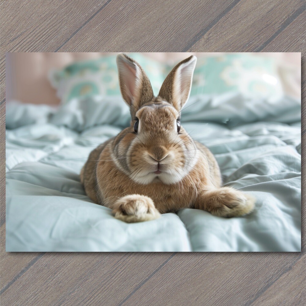 STICKER Bunny Rabbit Bed Pajamas Cute Beautiful Brown White Floppy Ears Funny