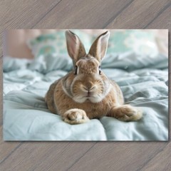 STICKER Bunny Rabbit Bed Pajamas Cute Beautiful Brown White Floppy Ears Funny