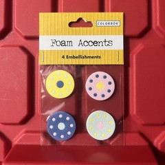 Colorbok Foam Accents 4 Embellishments Circles With Dots Scrapbooking Crafts NEW