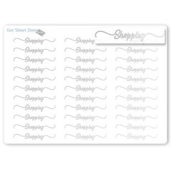 Shopping Script Planner Stickers / 30 Gold Foiled Text Headers (1.5”) SILVER