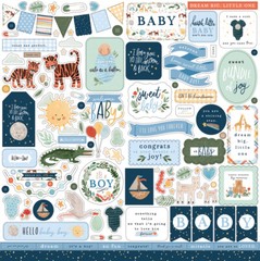 (1) 12×12 Sheet of Echo Park Paper WELCOME BABY BOY Scrapbook Element Stickers
