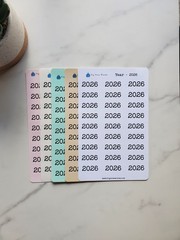 Year Header Planner Stickers | 2024, 2025, or 2026 Sticker | Style B