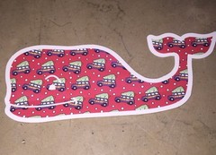 Authentic Vineyard Vines Christmas Whale Sticker & Pink Whale 4 1/2″ X 1 7/8″