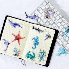 50PCS Marine Animal Stickers PET Transparent Stickers Starfish,Jellyfish,Sea Tur