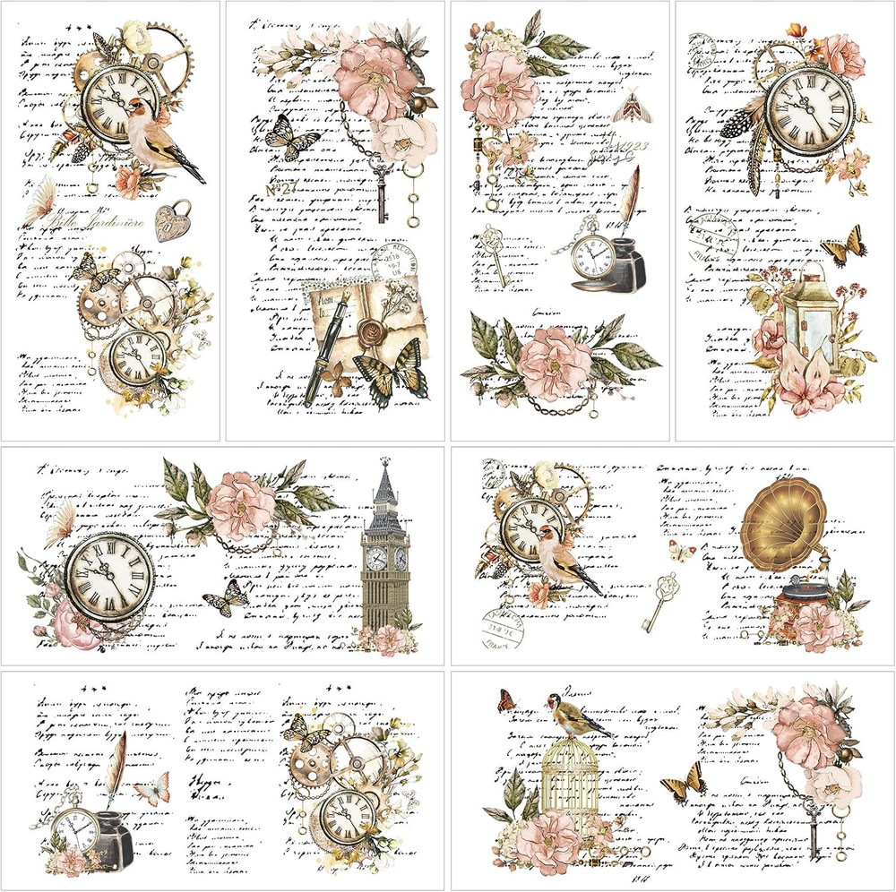 8 Sheets Vintage Floral Rub on Transfers for Crafts 11.4X5.9 in | Butterfly Furn