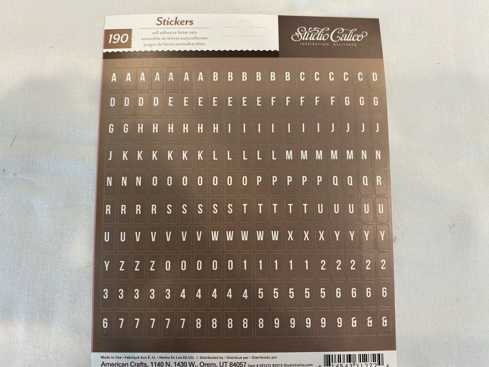 American Crafts Studio Calico 190 Adhesive Letter & Number Sets Scrapbooking Art
