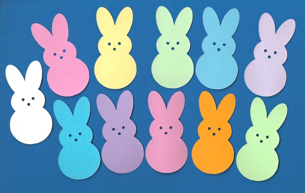 Peeps Bunny Die Cuts – Peep Die Cuts, 3″ tall, 15 pcs. ANY COLOR-Easter Die Cuts