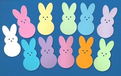 Peeps Bunny Die Cuts – Peep Die Cuts, 3″ tall, 15 pcs. ANY COLOR-Easter Die Cuts