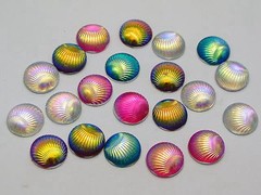 100 Mixed Color With AB Shell Acrylic Flatback Round Cabochons 10mm