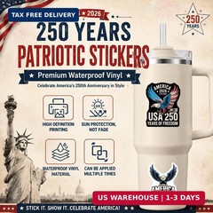 250th Anniversary USA Stickers, 50Pcs 1776-2026 America 250 Stickers, Patriotic