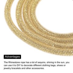 6mm x 120cm Rhinestone Rope Crystal Rope Yellow Mesh White Diamond