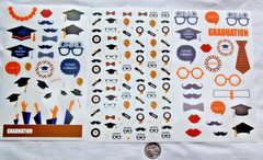 set 3 sheets GRADUATION stickers grad diploma hat mustache glasses lips balloons