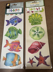 2 American Traditional Designs Rub-Ons–Fun Fish Brights / Shells–4″ x 12″–New