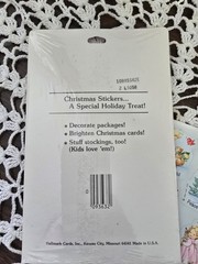 Vintage 1985 Hallmark Ambassador Christmas Stickers, 2 Sheets. Opened Pack