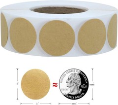 1000PCS Kraft Circle Stickers Dot Stickers, 1 Inch Round Blank Garage Sale Pr…