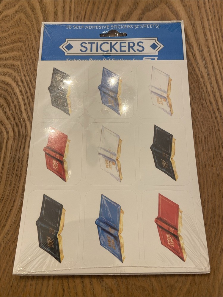 Vintage Stickers SEALED Christian Bible 4 Sheets Scripture Press RARE
