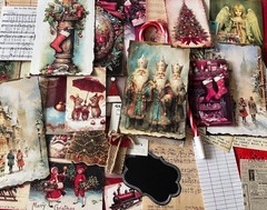 #23 NEW – VINTAGE JUNK JOURNAL 3D CHRISTMAS 60 pcs 3D KIT with Candy Cane Pen