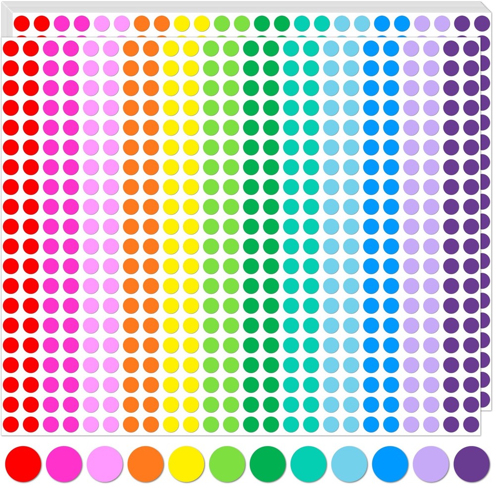 10080 PCS Small Dot Stickers 1/4″ Mini Circle Stickers 12 Color Coding Labels…