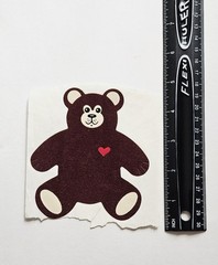 Vtg Large Fuzzy Sticker 4.5″ Dark Brown Bear Red Heart Personal Expressions