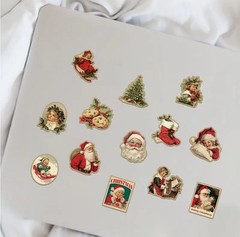50 PACK OLD CHRISTMAS Retro Vintage Santa Angels Stocking Festive Stickers Lot